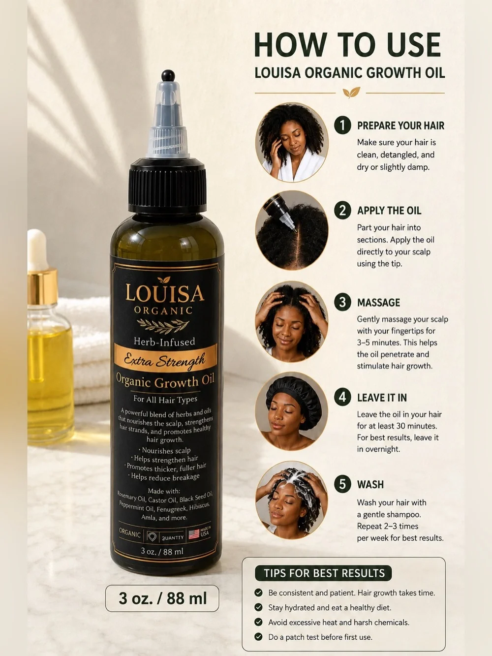 Extra Strength Organic Growth Oil - 3oz